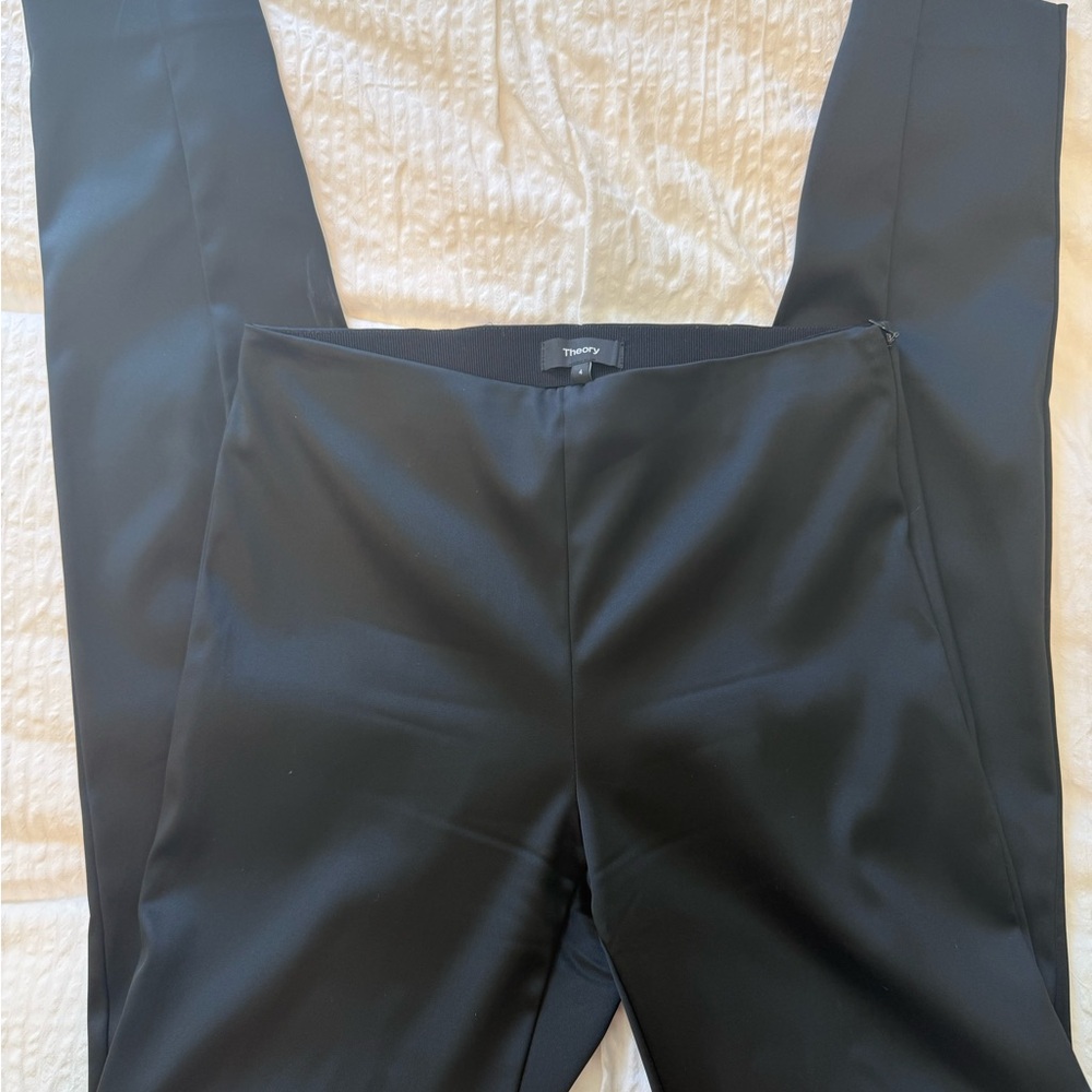 Theory Classic Satin Black Pants with side zip Size 4